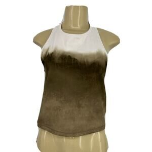 Athleta Small Women Shanti Watercolor Stripe Crop Tank Mortar Mushroom DV10